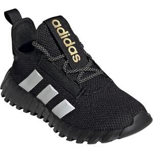 NWT adidas Kaptir Flow Sneaker, Black/Gold Metallic/White, 5 US Unisex Big Kid  